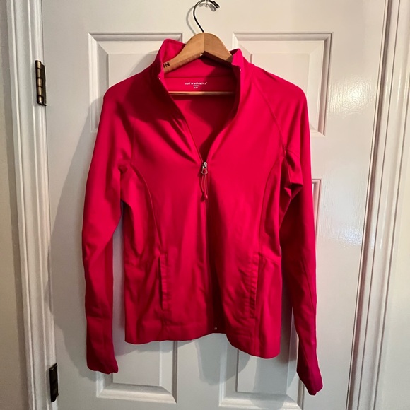 Tuff Athletics ladies’ fuschia zip up athletic jacket. Size Medium - Picture 3 of 4